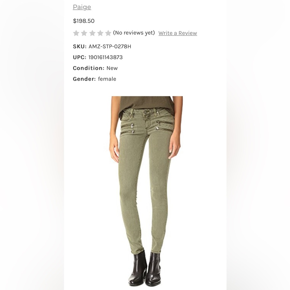 PAIGE Women's Edgemont Ultra Skinny Jeans, Sahara Green, 28